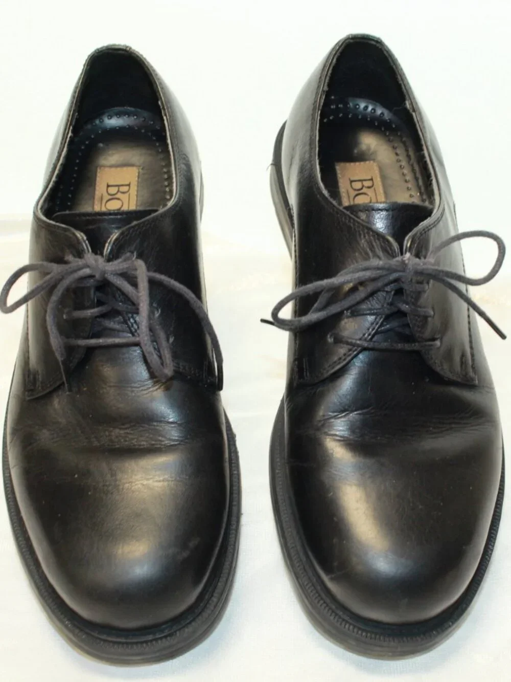 Borelli Size 9M Smooth Black Leather Round Toe Heavy Sole Oxford Dress Shoes